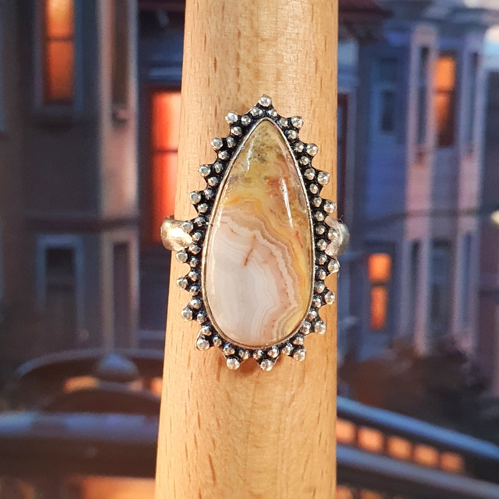 Light Fire Agate Gemstone 925 Sterling Silver Plated Adjustable Ring